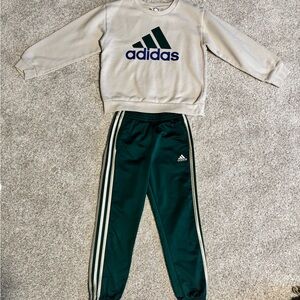Adidas Kids Gray and Green Jogger Set